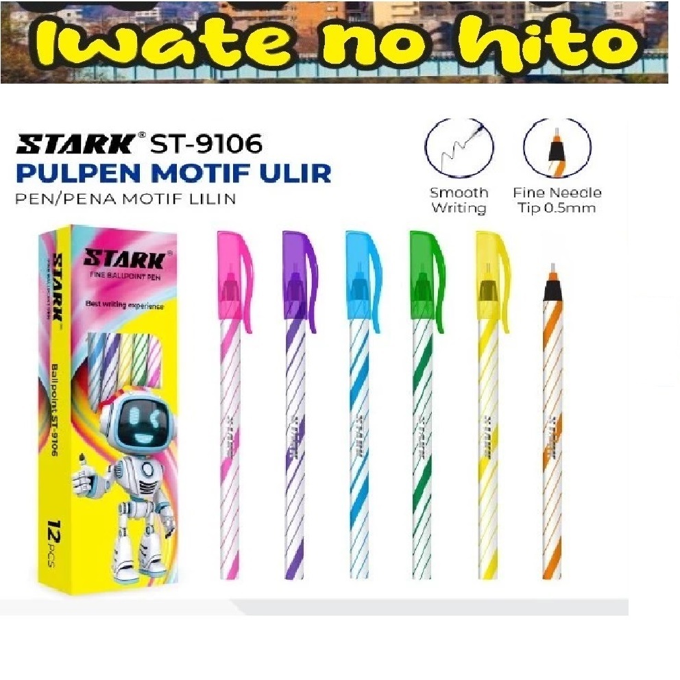 

(IWATE i 3J) PULPEN ULIR STARK pen lilin pen spiral bolpoin hitam murah 1 pcs iwate no hito iwatenohito