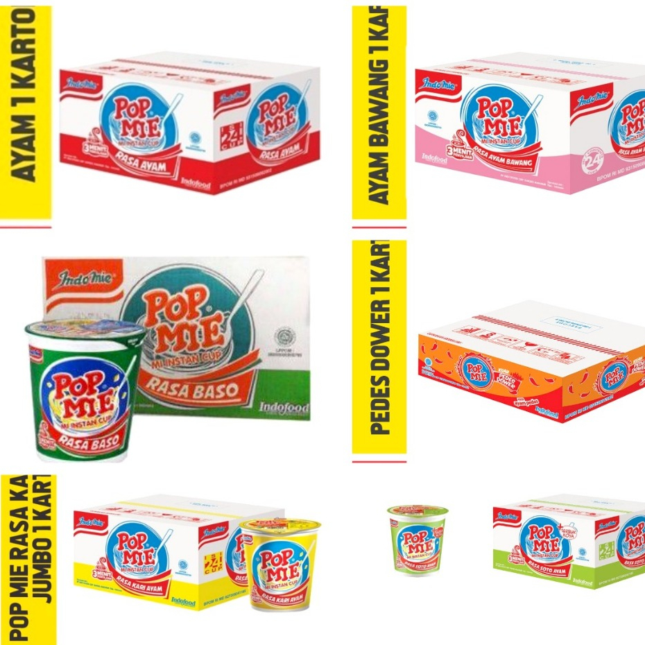 

[1 DOS] Pop Mie Kuah Kemasan Besar 75gr (1dos isi 12pcs/24pcs) All Varian