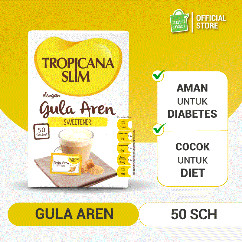 

Tropicana Slim Sweetener Gula Aren 50 sachet - Pemanis untuk Bantu Batasi Gula