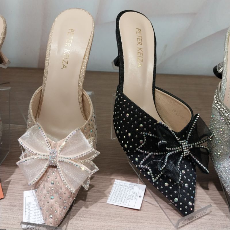 sepatu pesta wanita selop/mules heels 7cm Peter keiza ori