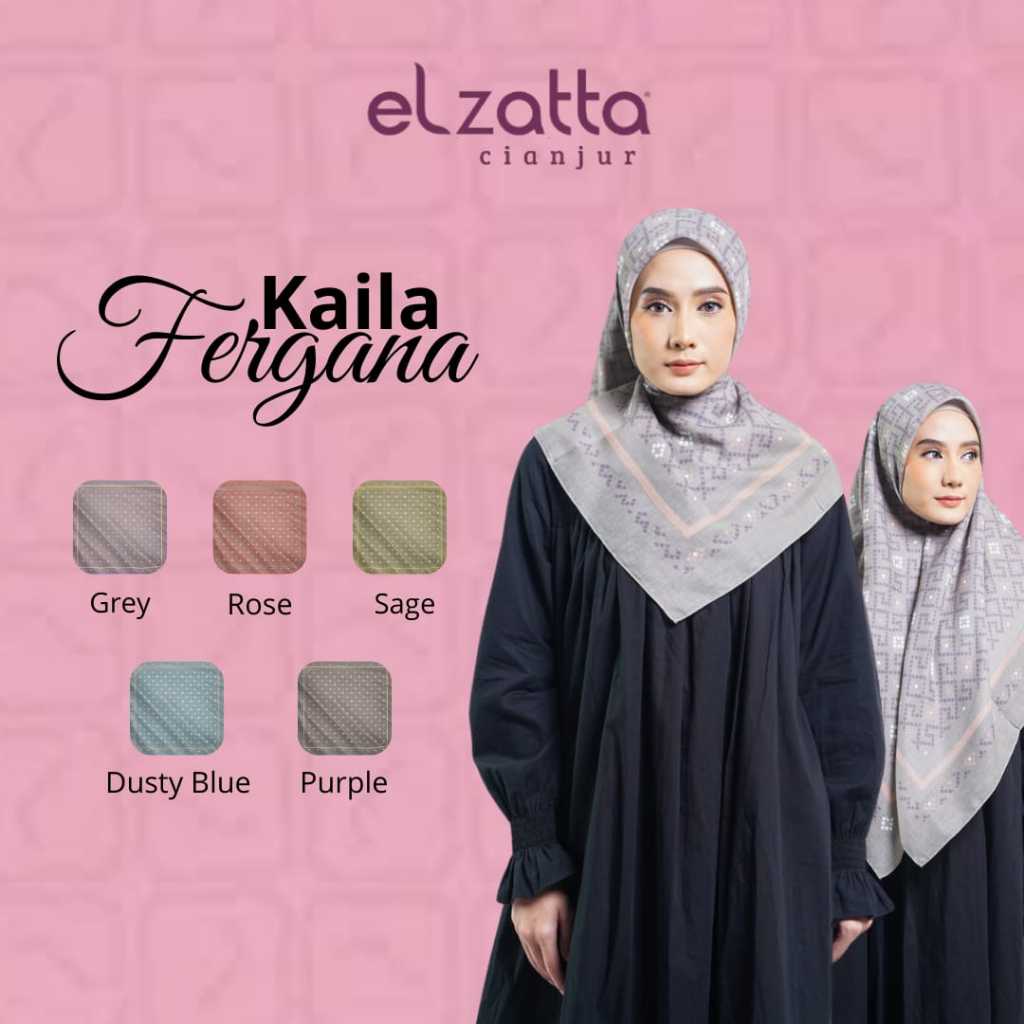 ELZATTA HIJAB  SEGI EMPAT KAILA FERGANA BAHAN COTTON MOTIF PREMIUM KERUDUNG ELZATTA JILBAB ELZATTA J
