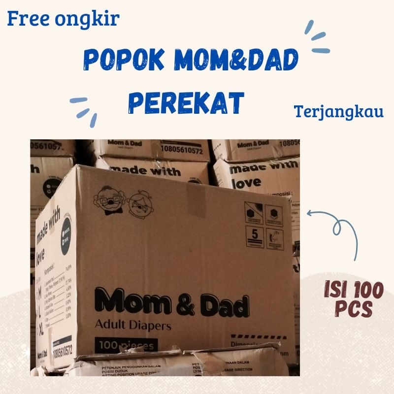 popok dewasa kartonan M/L/XL perekat 100pcs