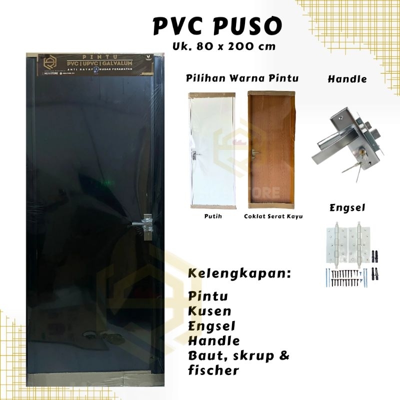 PINTU PVC PUSO 200x80 | PINTU KAMAR | PINTU WC