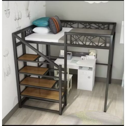 Mezzanine Besi Ranjang Tingkat Atas Loft Upper Bunk Bed Kuat Costum Murah Mewah