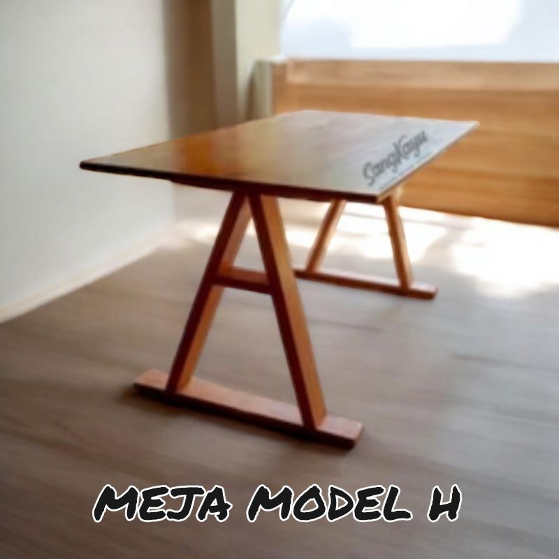 Meja Model H meja kerja 120x80x50 cm Meja Kayu Minimalis Multifungsi - Cocok untuk Kerja & Belajar