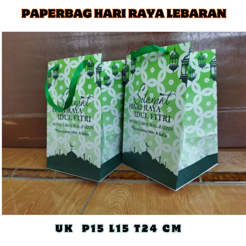 

PAPERBAG TAS KERTAS MOTIF LEBARAN Full Printing Bahan Tebal dan Kuat Edisi Toples Kuker Muat 3 Toples kue kering 500 gr