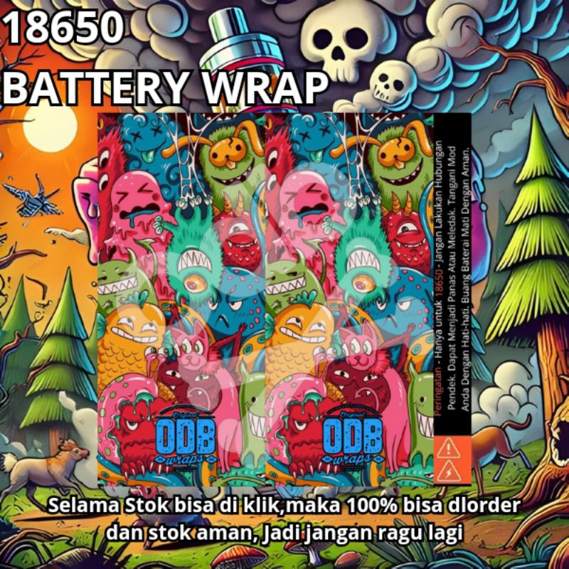 stiker skin wrap baterai 18650 pelingdung/penghias baterai monster wrap series