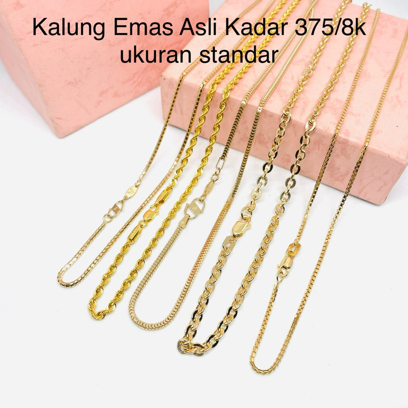 Kalung Emas kadar 375/8k asli panjang 42-44cm-/+