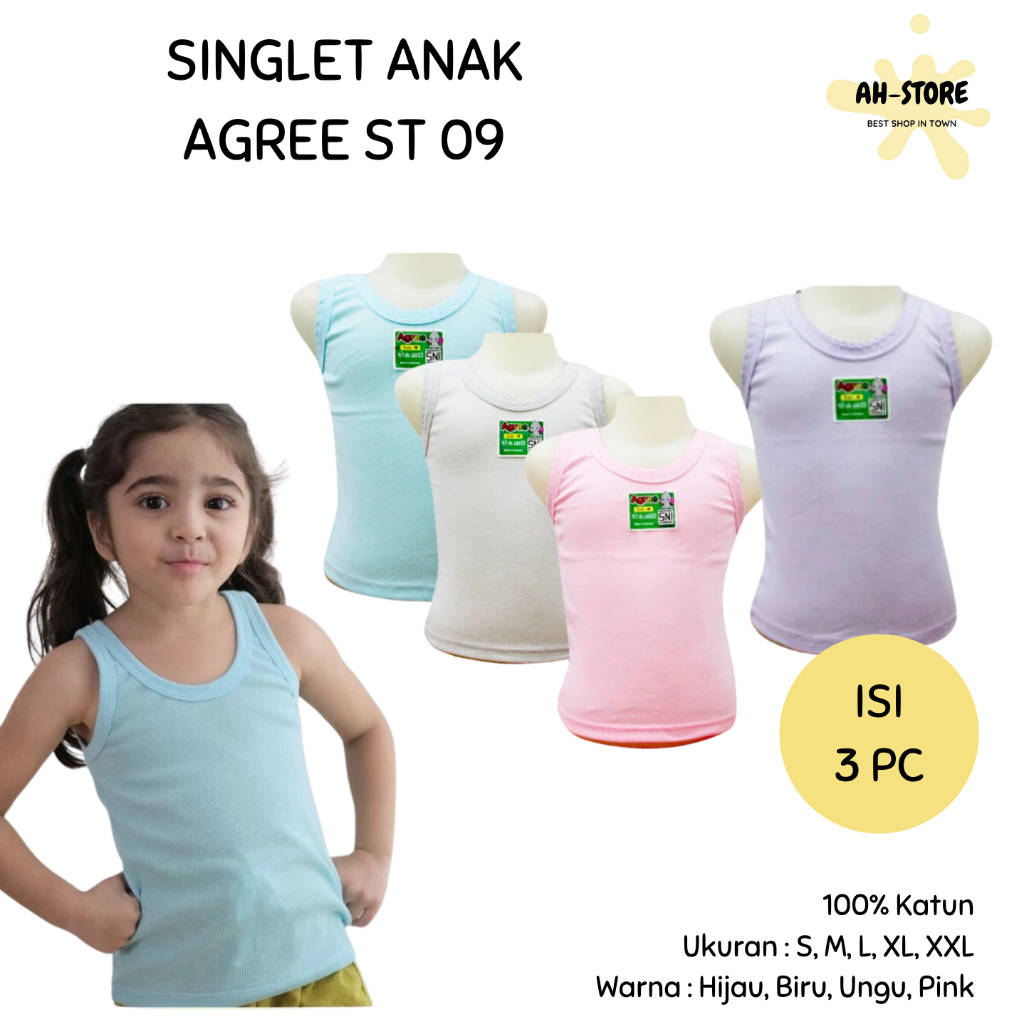 [ISI 3] Singlet AGREE Kids ST 09 / Kaos Dalam WARNA Anak   /  SINGLET  Kaos AGREE