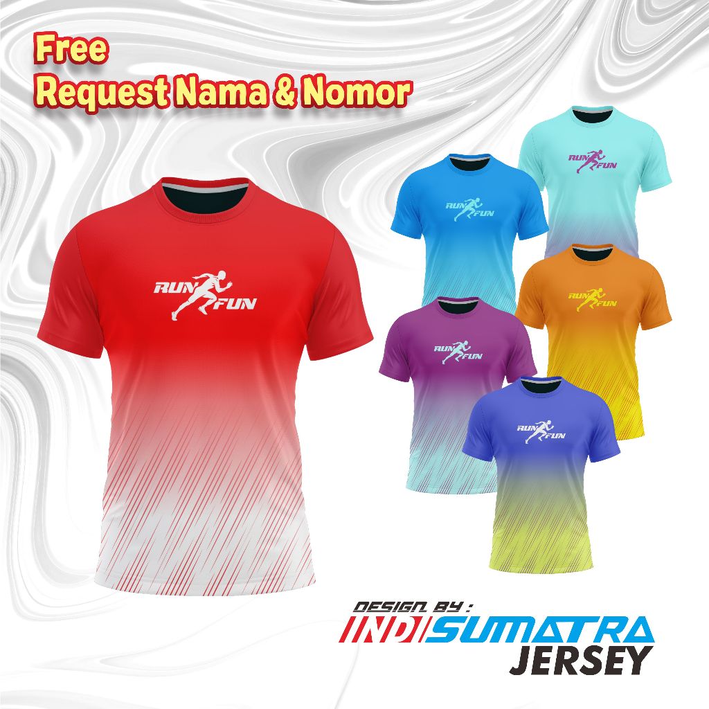 JERSEY RUNNING Pria Wanita Lari Maraton Olahraga Joging Custom Nama