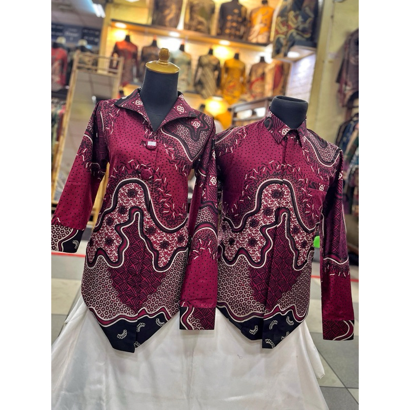 rendy batik / arsyi batik, Batik pasangan atau couple bahan katun lapis three kode warna Burgundy
