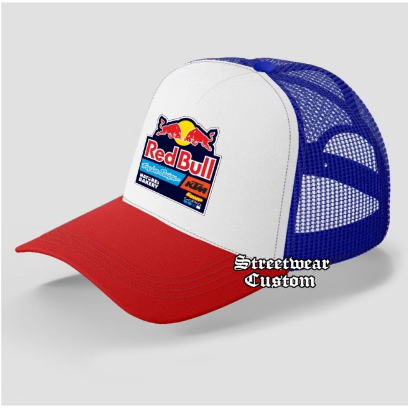 Topi Jaring Redbull KTM | Topi Trucker Bisbol Racing | Topi Baseball Jala Pria Wanita Red Bull