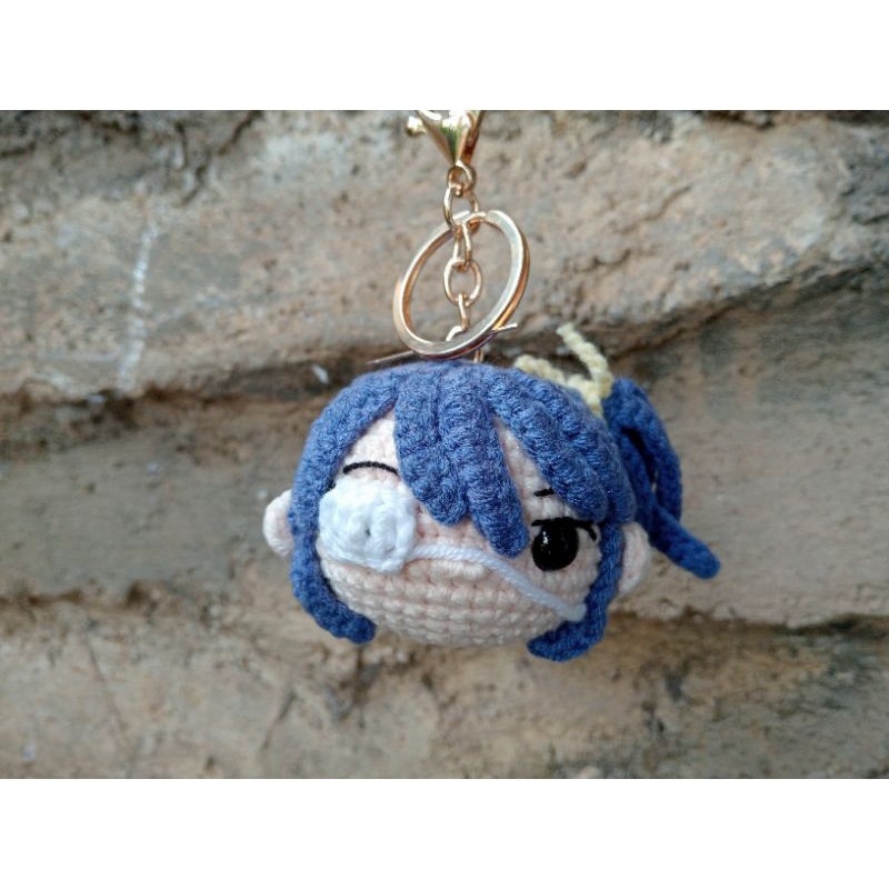 (ready) rikka takanashi head crochet keychain