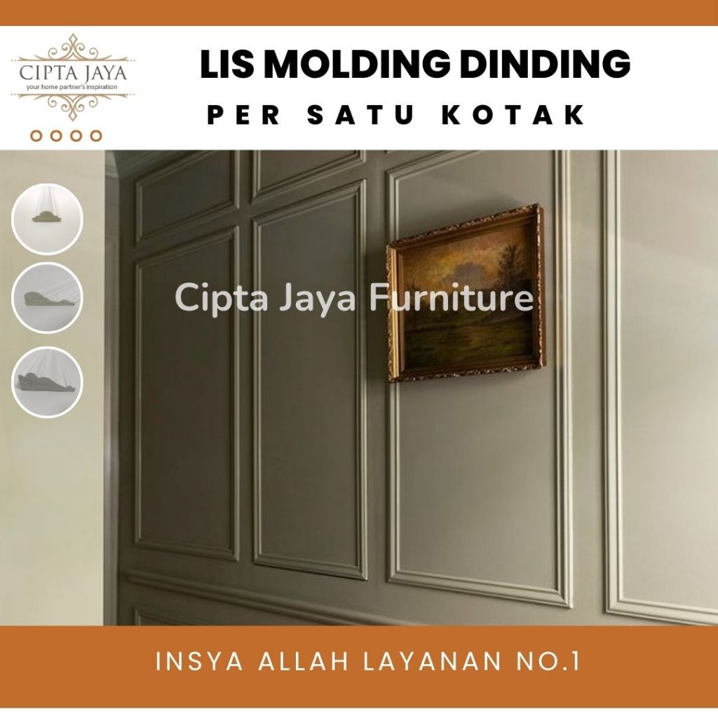 Moulding molding kayu gipsum dinding kayu siap pakai pvc foam wall panel profil wallpanel wallstiker