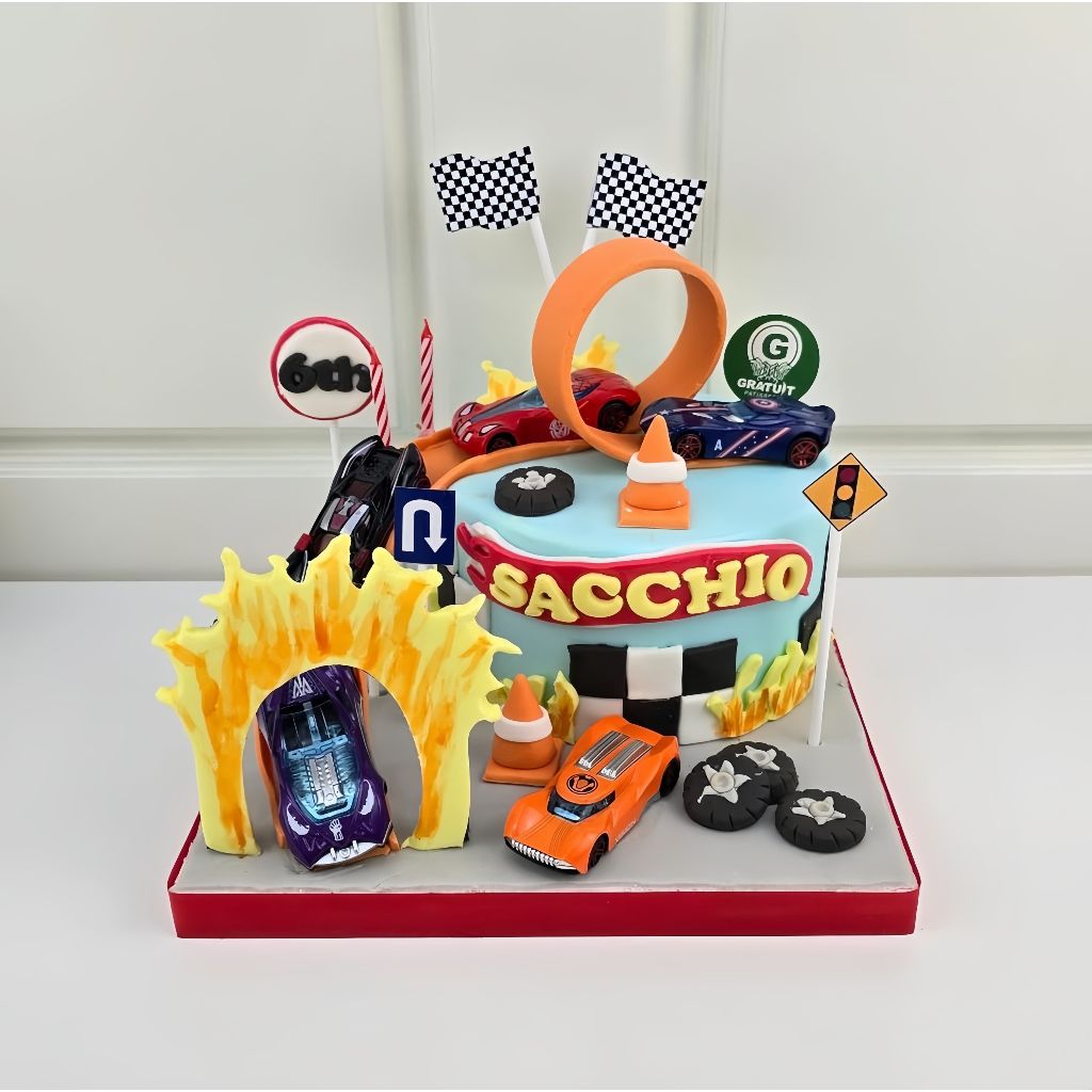 

CAKE ULANG TAHUN TEMA HOT WHEELS FONDANT UK 15CM