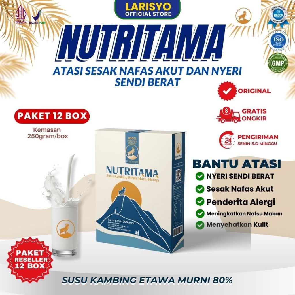 

Nutritama Platinum Susu Kambing Etawa Untuk Kecerdasan Anak Paket 12 Box Kemasan 250gr