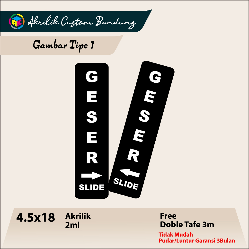 

AKRILIK GESER SLIDE TIPE 1 ACRYLIC SIGNAGE