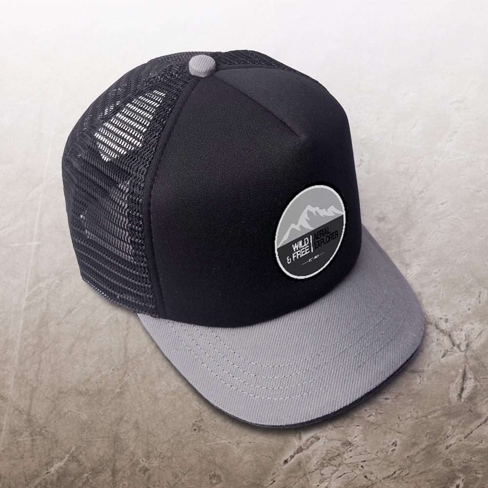 AERIAL TOPI TRUCKER VISOR PENDEK 5CM, TOPI JARING LIDAH PENDEK, TOPI BISBOL