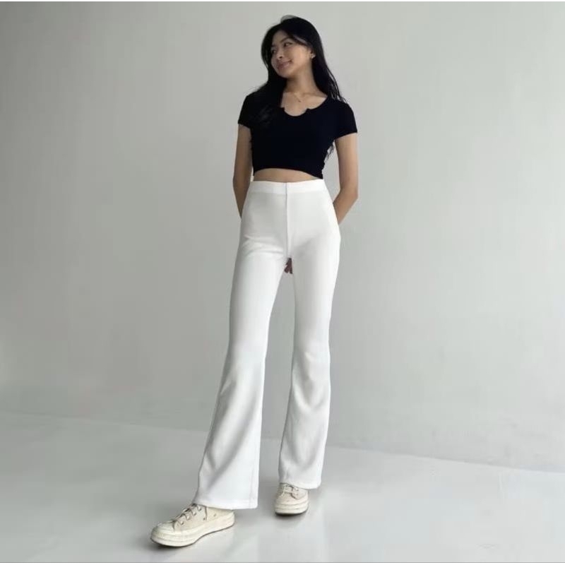 Flare pants - Highwaist scuba cutbray - Celana kulot cubray wanita - Celana kulot Highwaist - Celana