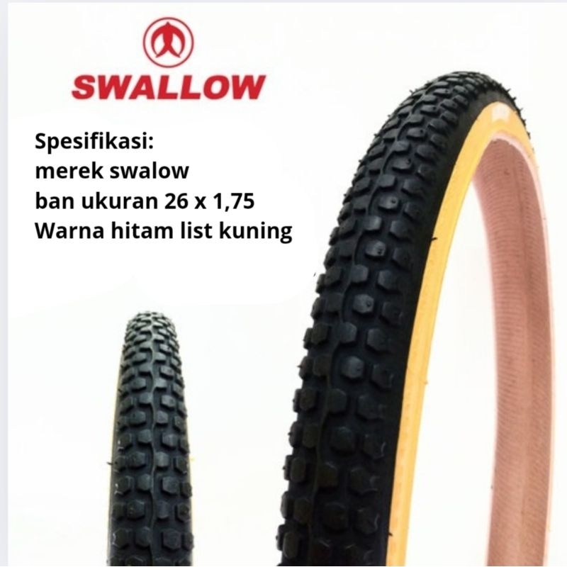 Ban luar sepeda Swallow ukuran 26 x 1,75