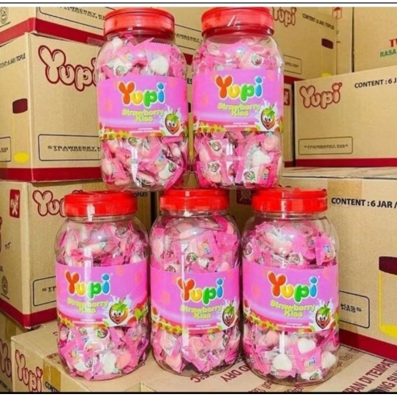 

Permen Yupi Toples |Permen Yupi strawberry kiss |Permen Yupi jar 300gr