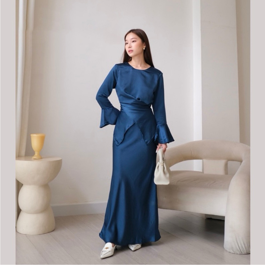 G138 | AMORE GAMIS LEBARAN WANITA MUSLIM SATIN POLOS BAJU BRIDESMAID KEKINIAN [Girls_collection.id]