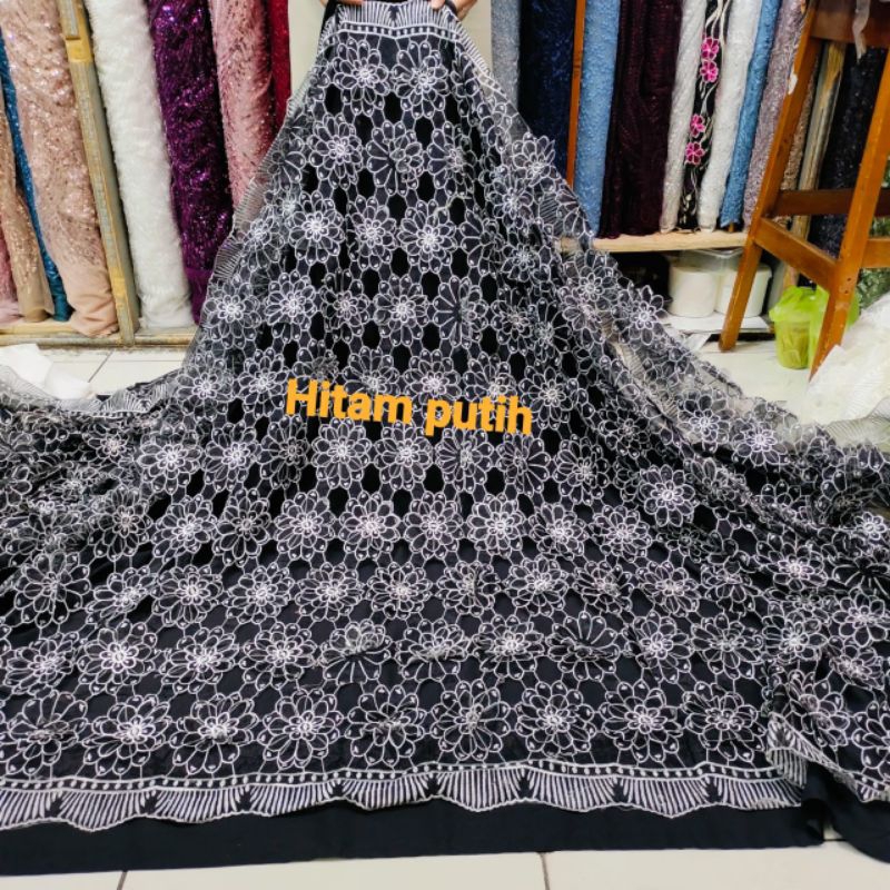 bahan/kain organza bunga 3d/kain 3d bunga terbaruu