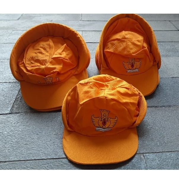 Topi TK Bhayangkari warna oranye perempuan