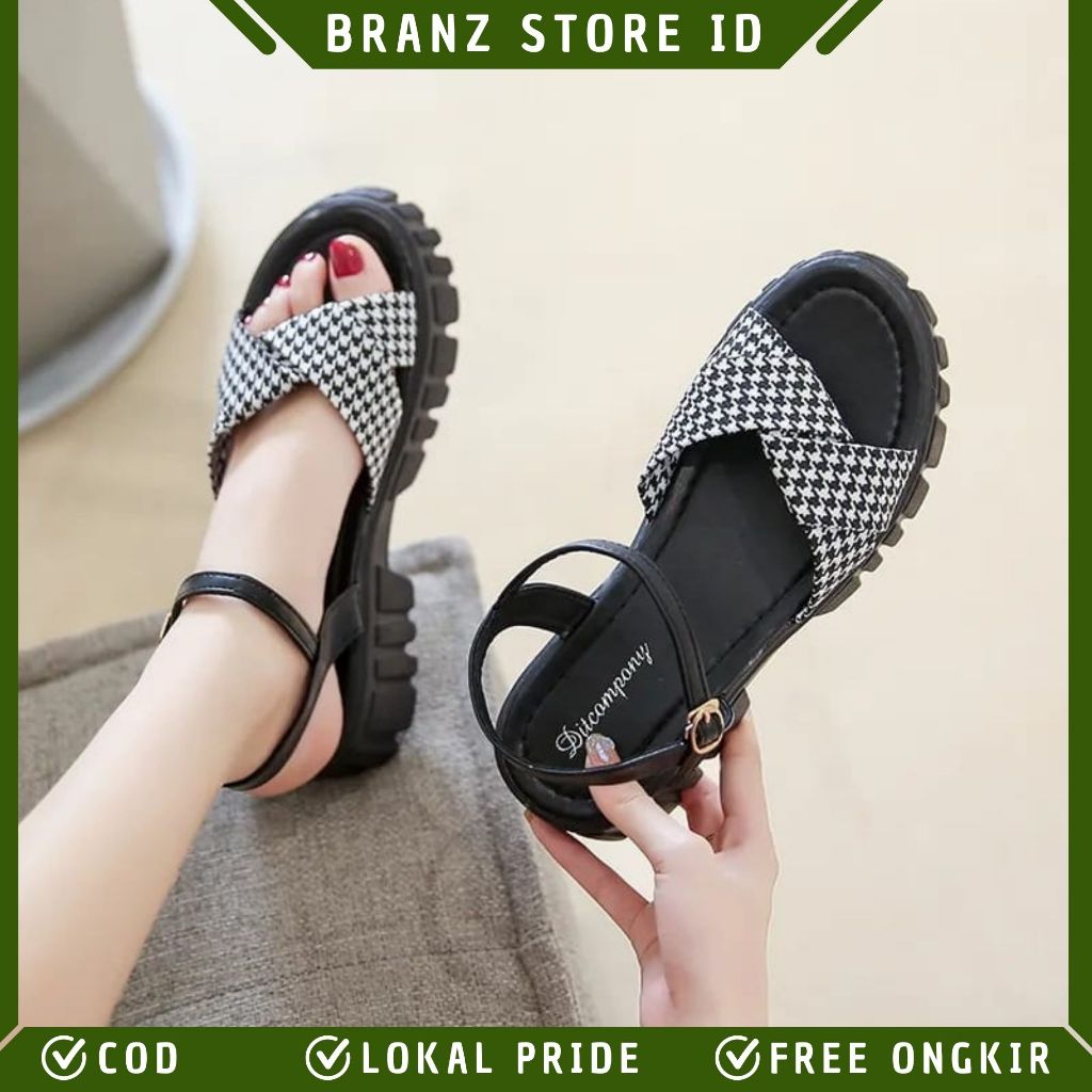 BRANZ STORE - WEDGES SANDAL WANITA KOREAN STYLE MODEL TALI PITA SALUR LILIT HAK 5 CM KAIT AL 021