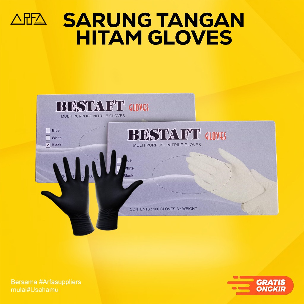 Sarung Tangan Hitam Karet Gloves 1 box isi 100