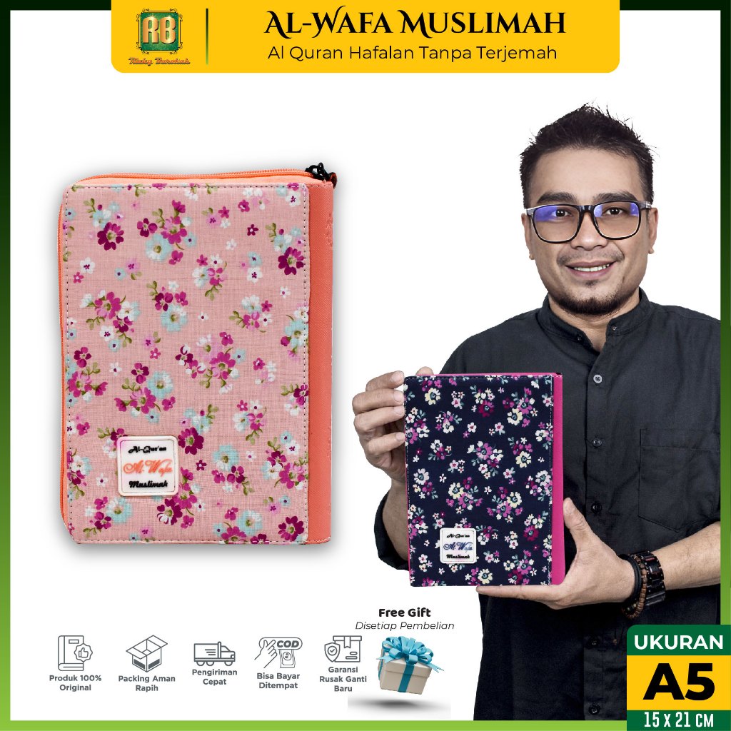 Mushaf Alquran Tilawah Al-Wafa Muslimah A5 Resleting Non Terjemah Al Quran Sedang Tanpa Terjemahan S
