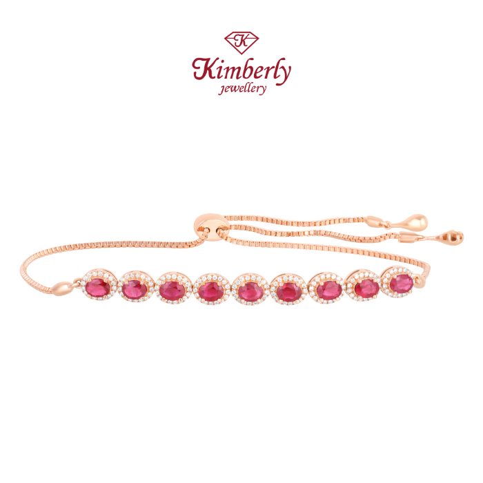Gelang Rantai Berlian Batu Ruby Burma KBE1195897 - Kimberly Jewellery