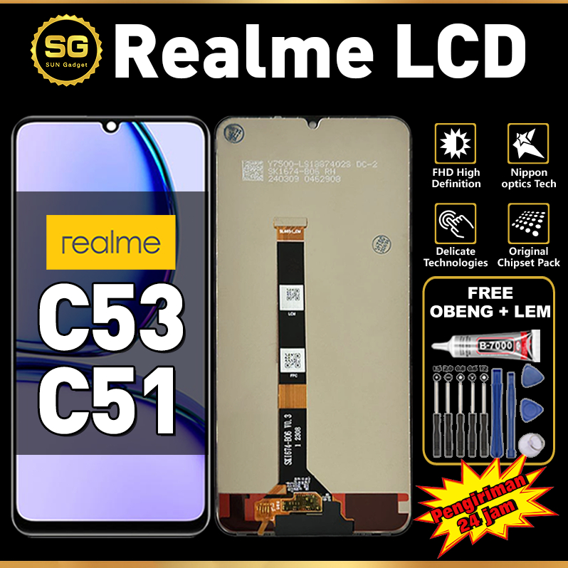 SG LCD for Realme C53 C51 Fullset hp layar Touchscreen murah For Glass Touch Screen Digitizer Replac
