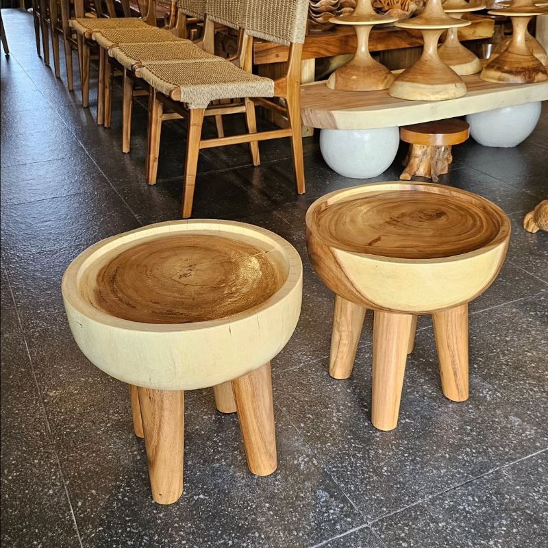 Stool meja meja bulat kayu trembesi solid