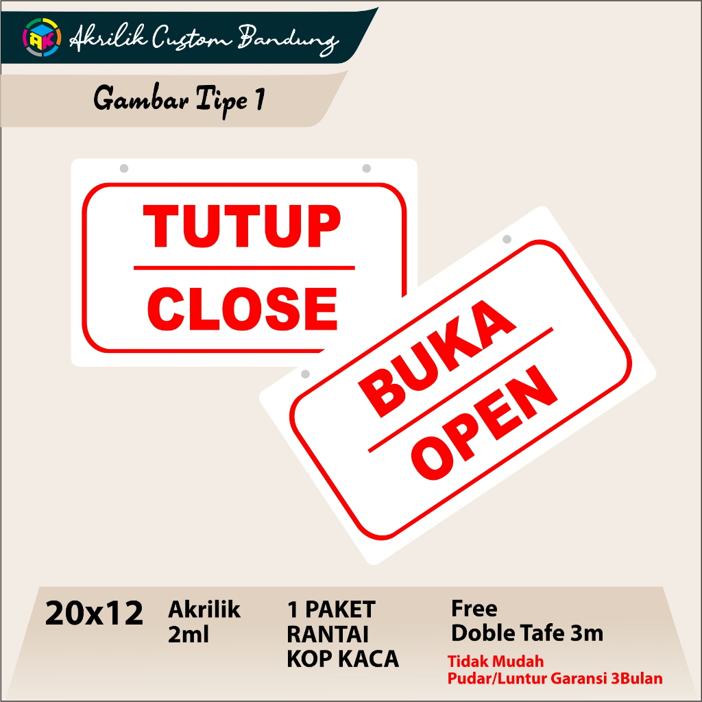 

Akrilik Sign Open Close Bulak Balik TIPE 1 Acrilyc Open Close