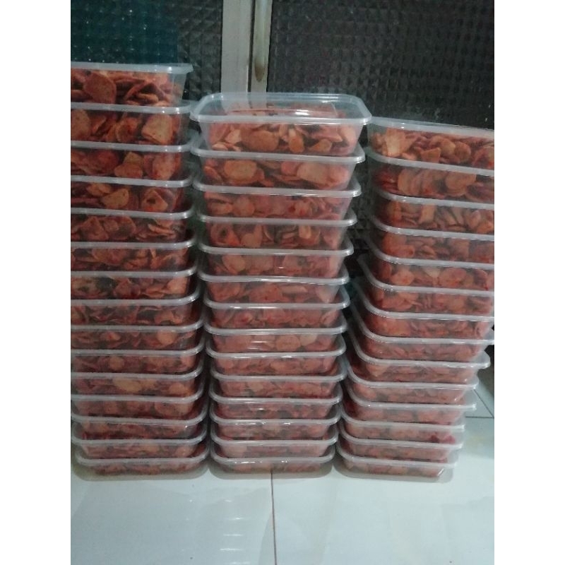 

kripik basreng rasa rasa daun jeruk purut kemasan box 500ml