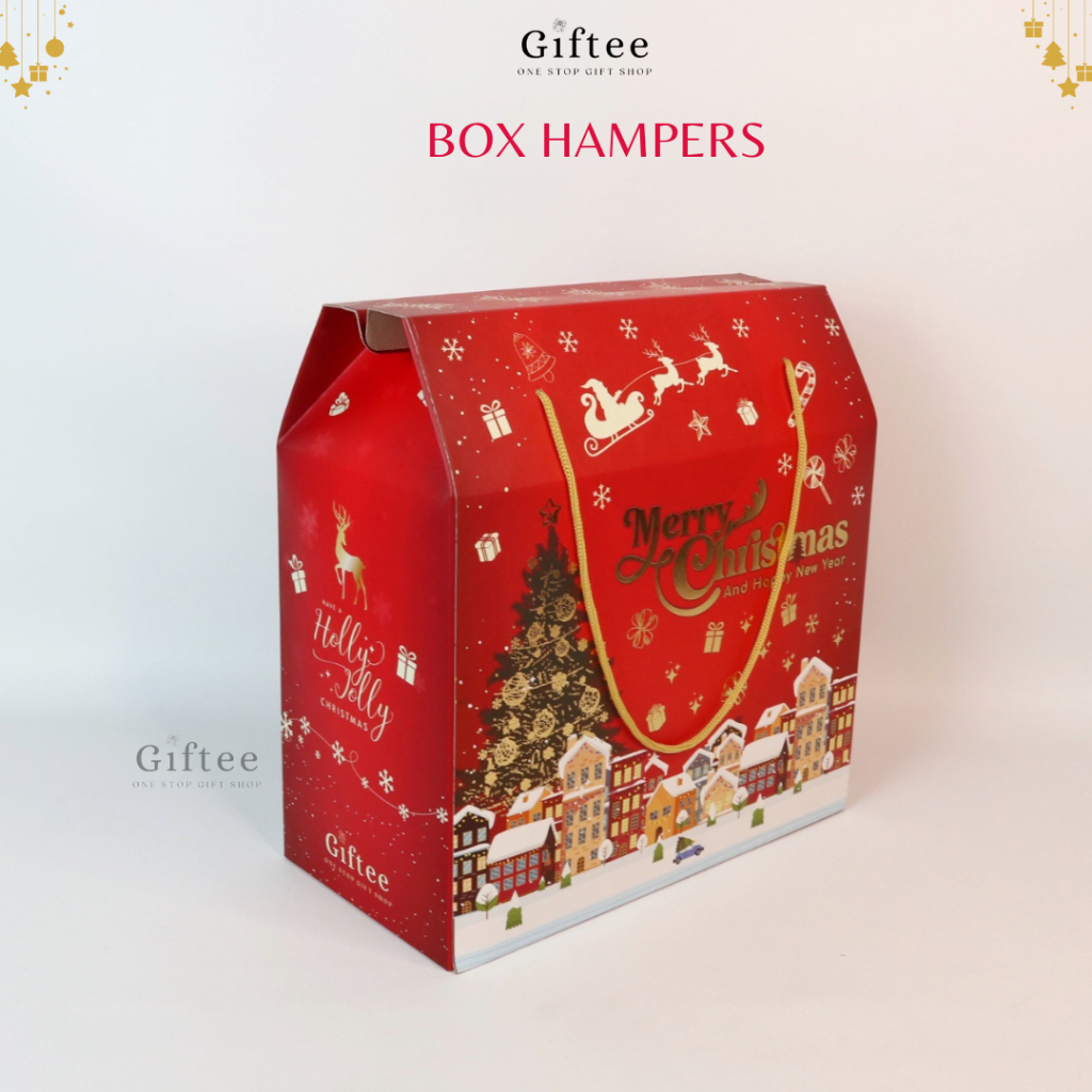 BOX HAMPERS MEWAH GABLE BOX NATAL IMLEK CHINESE NEW YEAR KEMASAN PARCEL SOUVENIR HAMPERS LEBARAN KOT