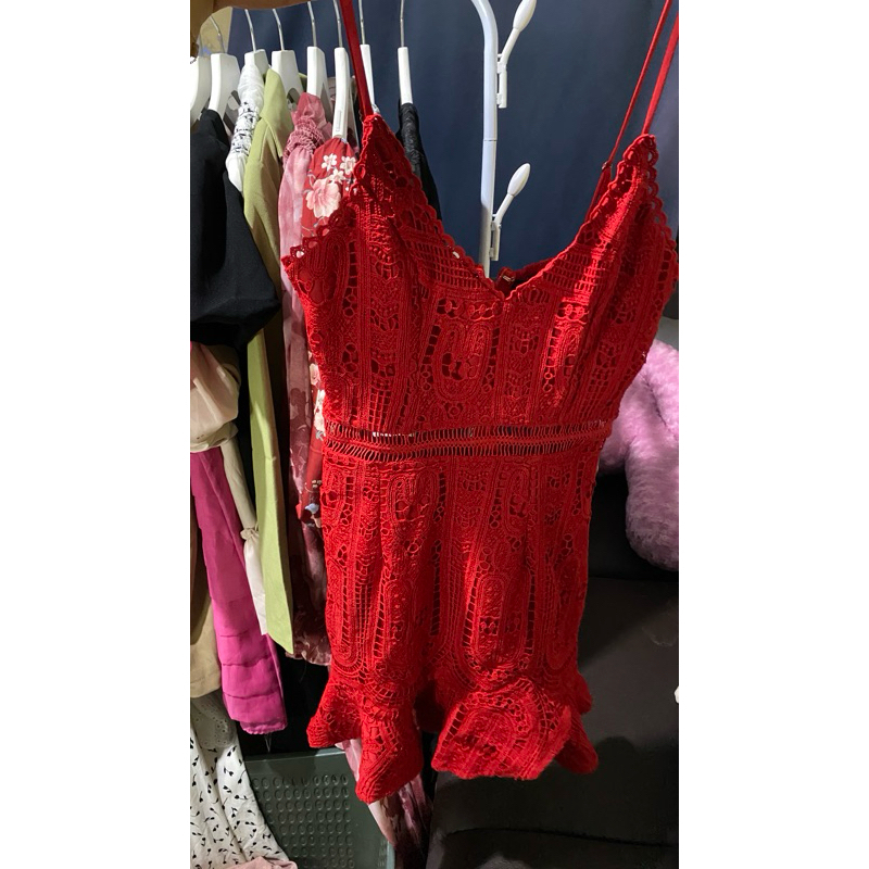 sexy dress rajut merah