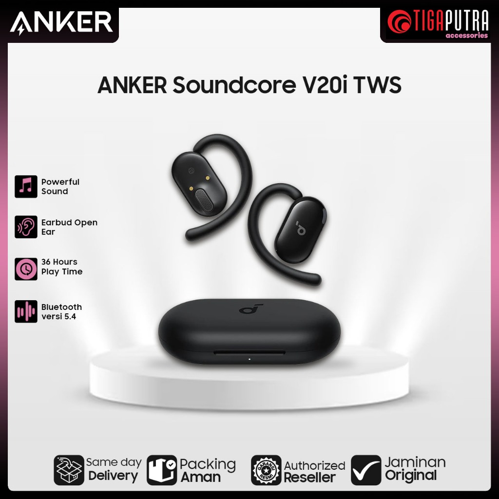 Anker Soundcore V20i Open-Ear Headphones - Bluetooth 5.4, IP55, 36 Jam Putar