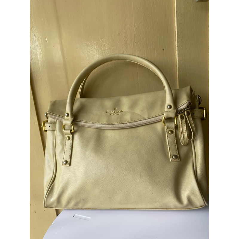 (PRELOVED) Tas Tote Kerja Kantor Kate Spade Kulit warna Beige/Cream