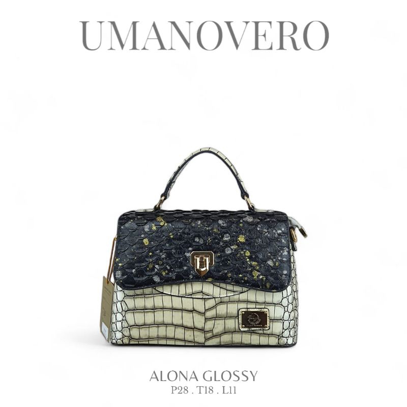 Tas Umanovero Alona Croco Glossy 3548 Ada Tali Panjang Tas Slempang Tas Bahu Tas Wanita tas Umanover