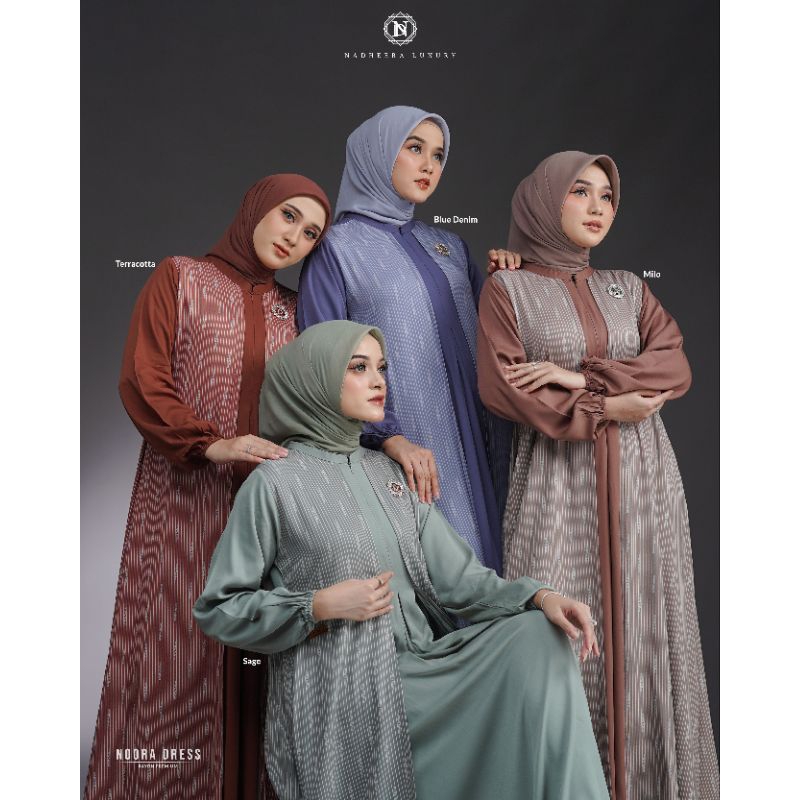 [NEW] ✔️ COD | NOORA DRESS • NADHEERA LUXURY / Gamis Dress Adem Halus Lembut Semi Long Outer Rayon P