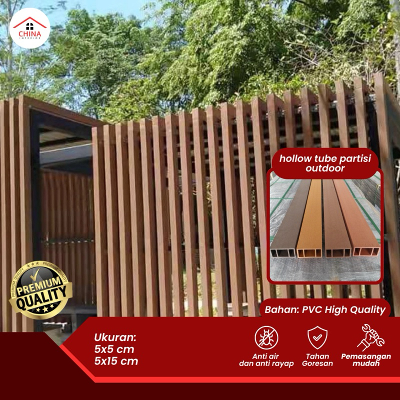 Hollow outdoor Kisi Kisi Wpc Kotak 5x5 5x10 Cm Panjang 2.9 M Partisi Outdoor Pembatas Dinding Wall P