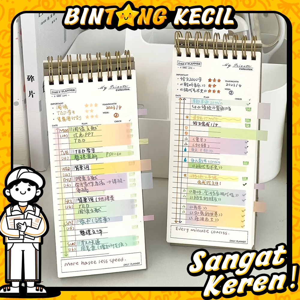 

buku tulis aesthetic daily planner desk planner buku jurnal lucu journal agenda buku tulis spiral notebook Sekolah buku rencana/ Standing Project Planner / Desk Notepad