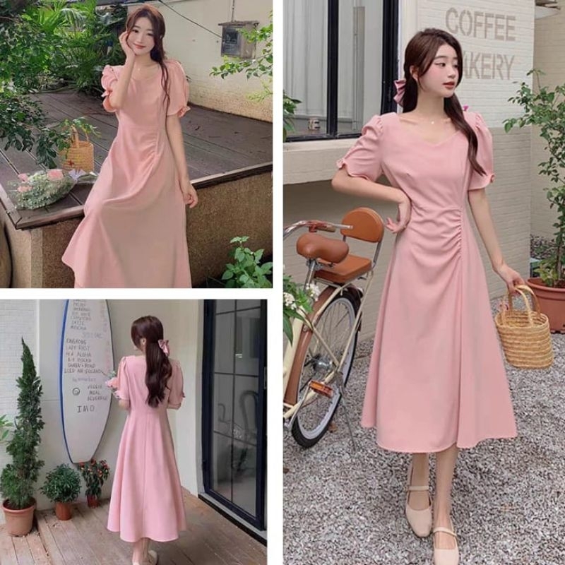 Cod Gaun Dress Wanita Elegan Casual Korean Style