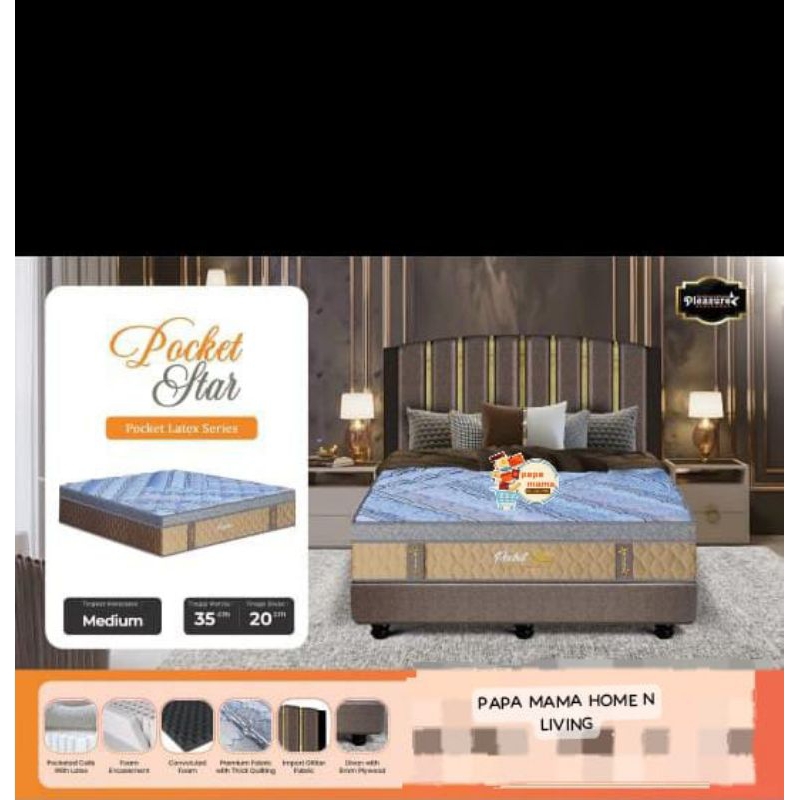 Springbed Pleasure 180x200cm Garansi 15 Tahu - Matras Pleasure Pocket Star Tebal 35cm - Medan