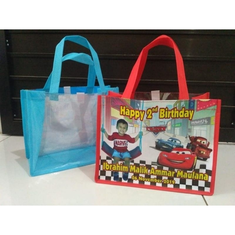 

tas ultah mika custom/tas souvenir ultah kombinasi mika