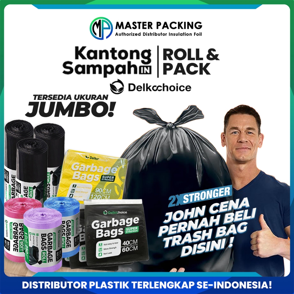 Kantong Kresek Plastik Sampah / Trash Bag / Garbage Bag Hitam dan Biru Delkochoice Harga Pack Satuan