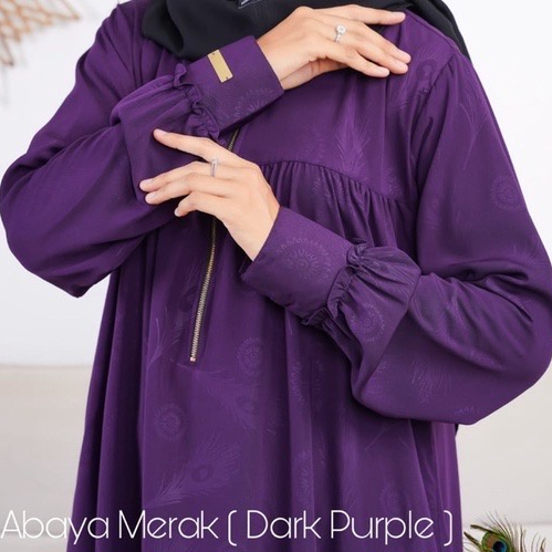 Hermosa - Abaya Embos Motif Merak Ungu Wolfis Premium I Abaya Kekinian I Gamis Hermosa