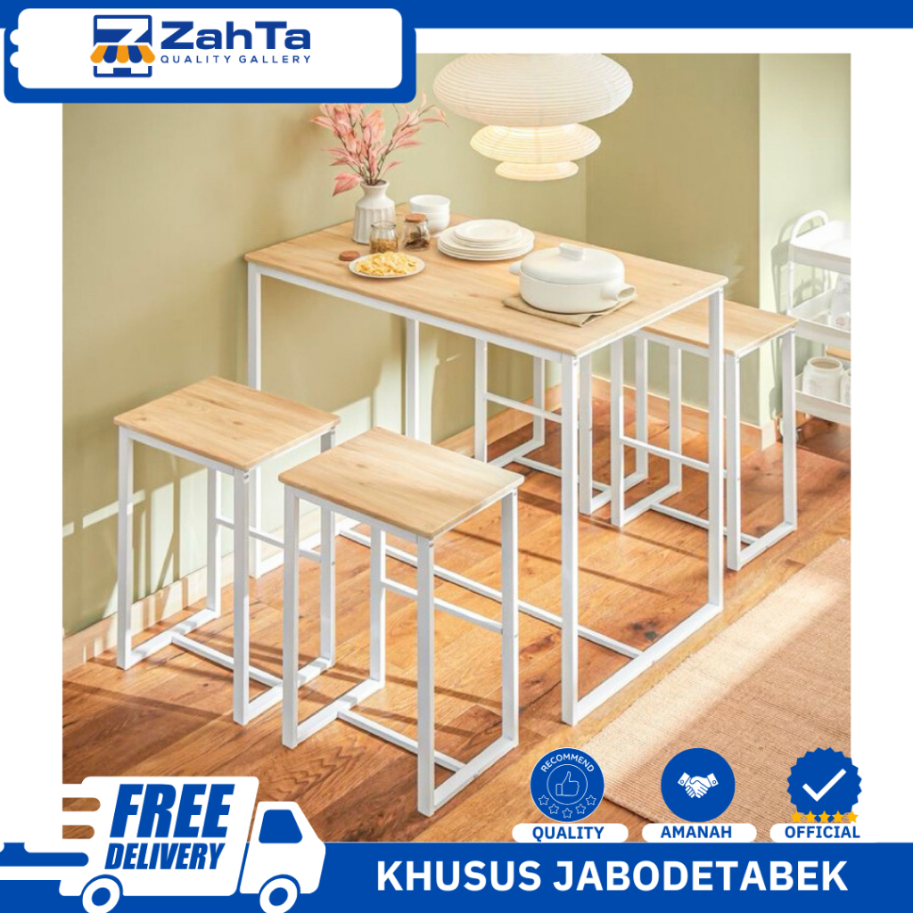 ZAHTA - 1 SET MEJA MAKAN MINI BAR INDUSTRIAL